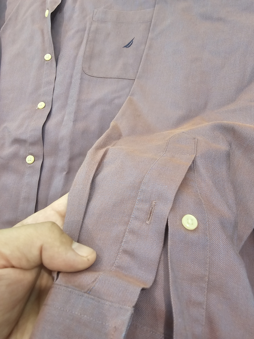 Nautica Men's Long-Sleeve Button-Down Shirt - Dusty Mauve